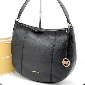 MICHAEL KORS BROOKE LARGE HOBO SHLDR LEATHER BLACK COLOR